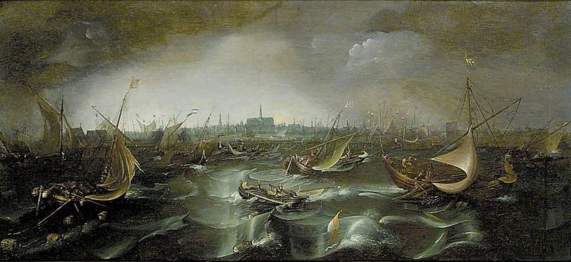 File:Cornelis Claesz van Wieringen - Ships in a Squall on Haarlemmermeer.jpg