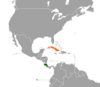 Location map for Costa Rica and Cuba.