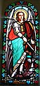 Glasfenster mit der Darstellung des Erzengels Michael