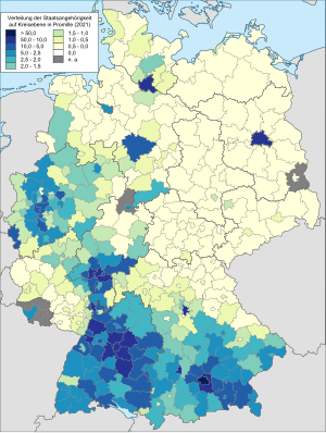 Croatian population relative to total Croatian population in Germany 2021.svg