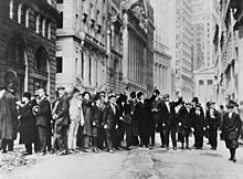 Crowds gathering outside the New York Stock Exchange after the Wall Street Crash of 1929 Crowds gathering outside New York Stock Exchange (4).jpg