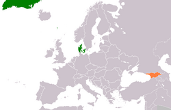 Карта с указанием местоположения Дании и Грузии