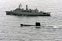 Destroyer Blanco Encalada (DLH 15) and submarine O'Brien (SS 22) .jpg