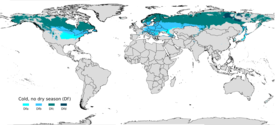 Clima continentale umido nel mondo.