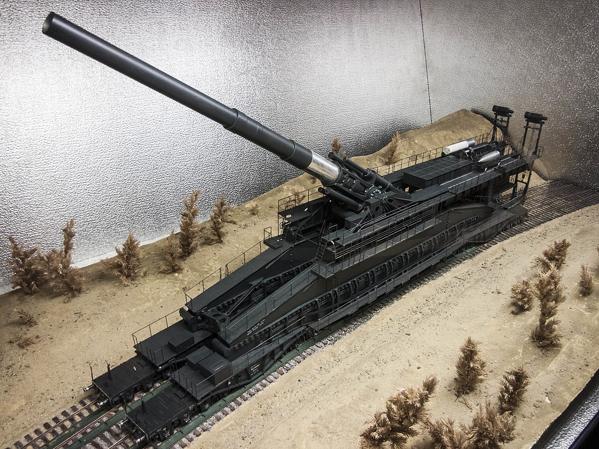 Schwerer Gustav, The 80-cm-Kanone (E) was a massive railway…