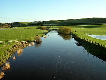 Douglas Water downstream of Douglasmouth Bridge.