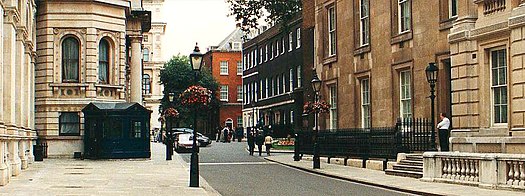 Downing Street looking west, with No. 9 on the right Downing Street.jpg