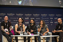 Minus One en conférence de presse Eurovision à Stockholm, 2016