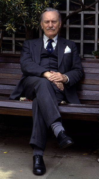 Portrait of Enoch Powell by Allan Warren in 1987.