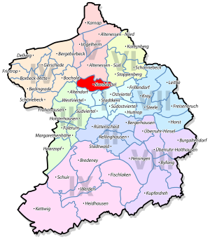 Lage von Nordviertel im Stadtbezirk I Stadtmitte/Frillendorf/Huttrop