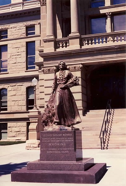 Wyoming State Capitol Building in Cheyenne. State officials in 1960 presented a copy of this 1953 bronze statue of Esther Hobart Morris for display at