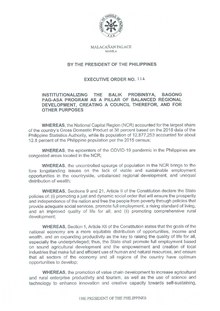Executive Order No. 114 signed by President Rodrigo Duterte on May 6, 2020 Executive Order No. 114, s. 2020 (20200506-EO-114-RRD).pdf