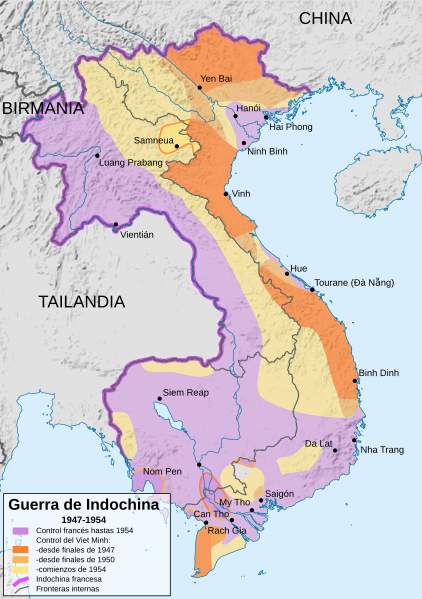 Ficheru:First Indochina War map 1946 to 1954 es.svg