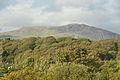 Nearby woodland and mountain.