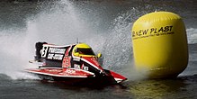 An F1 powerboat rounding a buoy Formel1 Powerboat Turnbuoy.jpg