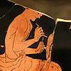 Fragmentarische attische-rotfigurige Kylix mit der Darstellung eines Vasenmalers, der eine Kylix verziert. Dem Antiphon-Maler zugeschrieben, um 480 v. Chr.; Henry Lillie Pierce Found, 1901, Museum of Fine Arts Boston