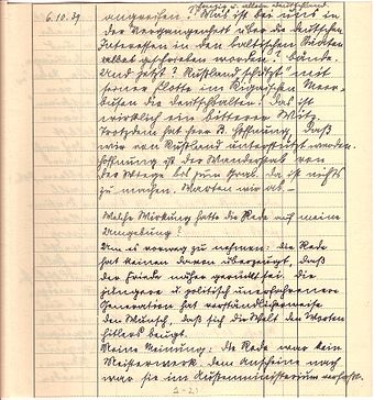 A page from a notebook used as hand written diary