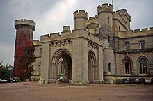 Front entrance to Eastnor Castle, Herefordshire, combining Romanesque and Gothic features, 1812-20 Front entrance to Eastnor Castle - geograph.org.uk - 1468597.jpg