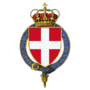 Garter encircled arms of Victor Emmanuel II, King of Piedmont, Savoy and Sardinia.png