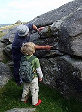 A young geologist learns about flow banding Geology explained^ - geograph.org.uk - 1450258.jpg
