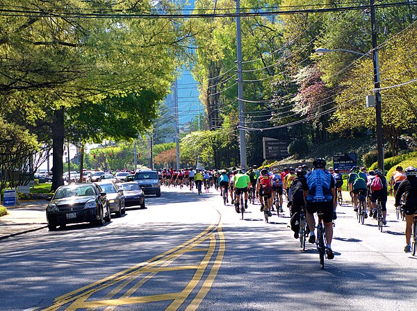 A cycling event, "Georgia Rides to the Capitol," on Piedmont Road