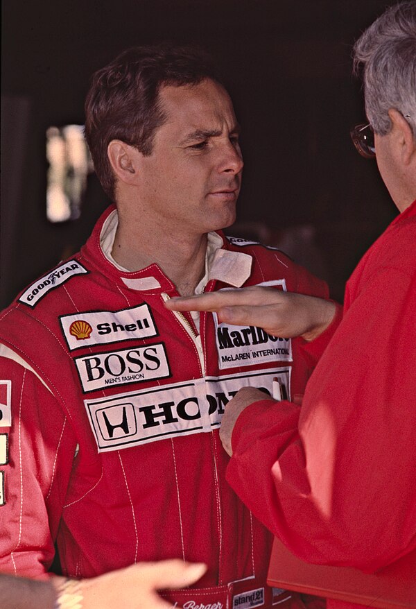 Gerhard Berger (pictured in 1991) of Scuderia Ferrari finished the season ranked third (Pictured driving for McLaren).