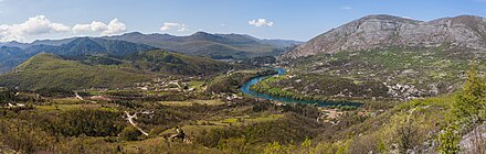 Panoramic view of the course of the Trebišnjica River near Gornji Orahovac