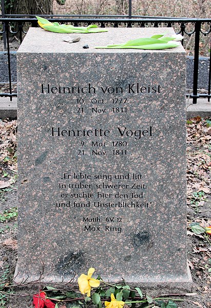 Grave of Kleist and Henriette Vogel at Berlin Kleiner Wannsee after renovation in 2011