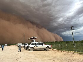 A haboob forms ahead of a thunderstorm in Big Spring, Texas, June 2019