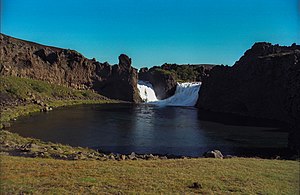 Wodospad Hjálparfoss, wrzesień 2003