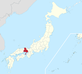 Kaart van Japan met Hyogo gemarkeerd