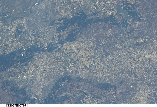 Landscape of Umbria from above, Lago di Corbara, Fiume Tevere, Todi