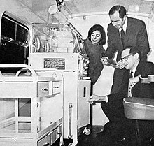 Herbert Barrie taking delivery of the neonatal ambulance, pictured with his senior nurse (Hazel Maycock) and Dr Stanley Balfour-Lynn of the Variety Club. Inside neonatal ambulance.jpg
