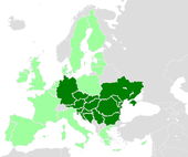 Zemlje članice (tamnozeleno) i ostatak EU (svijetlozeleno)