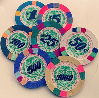 Casino token small discs used in lieu of currency in casinos