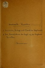 Thumbnail for File:Johannes Thienemann - Die Vogelwarte Rossitten der Deutschen Ornithologischen Gesellschaft und das Kennzeichnen der Vögel (1910).pdf