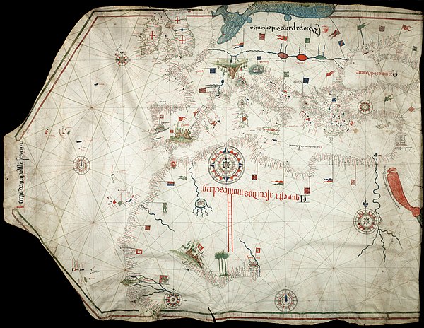 Portolan chart by Jorge de Aguiar (1492), the oldest known signed and dated chart of Portuguese origin (Beinecke Rare Book and Manuscript Library, Yal