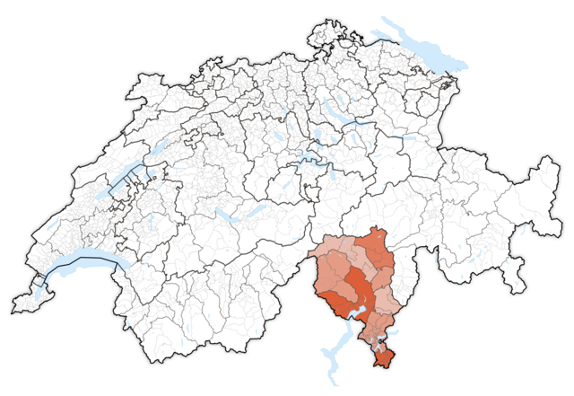 Lage des Kantons Tessin in der Schweiz