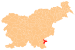 Map of Slovenia, position of Metlika highlighted