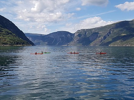 Kayakers at Eid Fjord, Norway