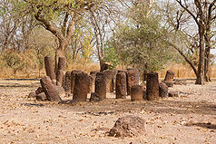 Stone circles in Kerr Batch;  on the left in the background the V-shaped stone