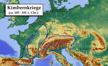 Züge der Kimbern und Teutonen von 105 bis 101 v. Chr.