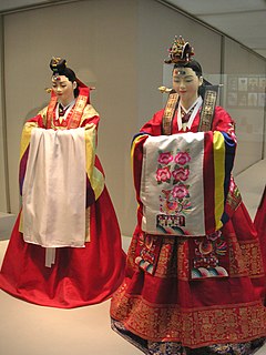 Hwarot ceremonial womans clothing worn during the Goryeo and Joseon Dynasties in Korea