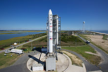 A Minotaur V rocket at Launch Pad 0B in September 2013 ahead of the launch of LADEE. Ladee 9 4 13 nasa edge 0.jpg