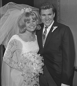 Lance Reventlow and actress Cheryl Holdridge wedding portrait, Calif., 1964.jpg