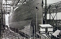 Bismarck being launched Launching of German ocean liner Bismarck, June 20, 1914 (28115074481).jpg