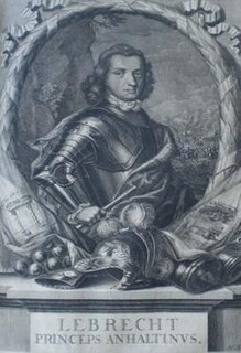 <span class="mw-page-title-main">Lebrecht, Prince of Anhalt-Zeitz-Hoym</span> Prince of Anhalt-Zeitz-Hoym
