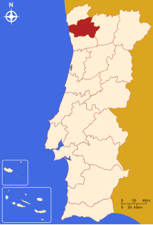 Letak Distrik Braga di Portugal