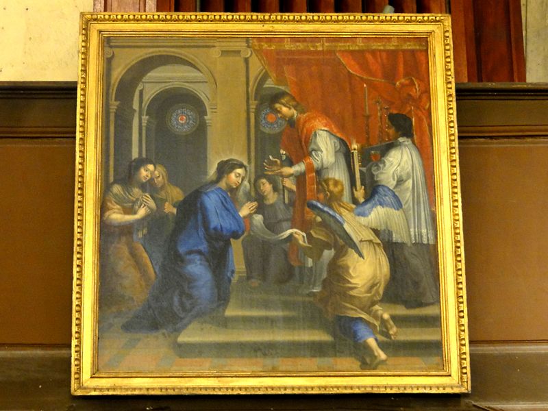 File:Louvres (95), église Saint-Justin, tableau - la Communion de la Vierge.JPG