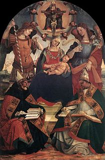 <i>Madonna and Child with the Holy Trinity and Two Saints</i> 1510 painting by Luca Signorelli